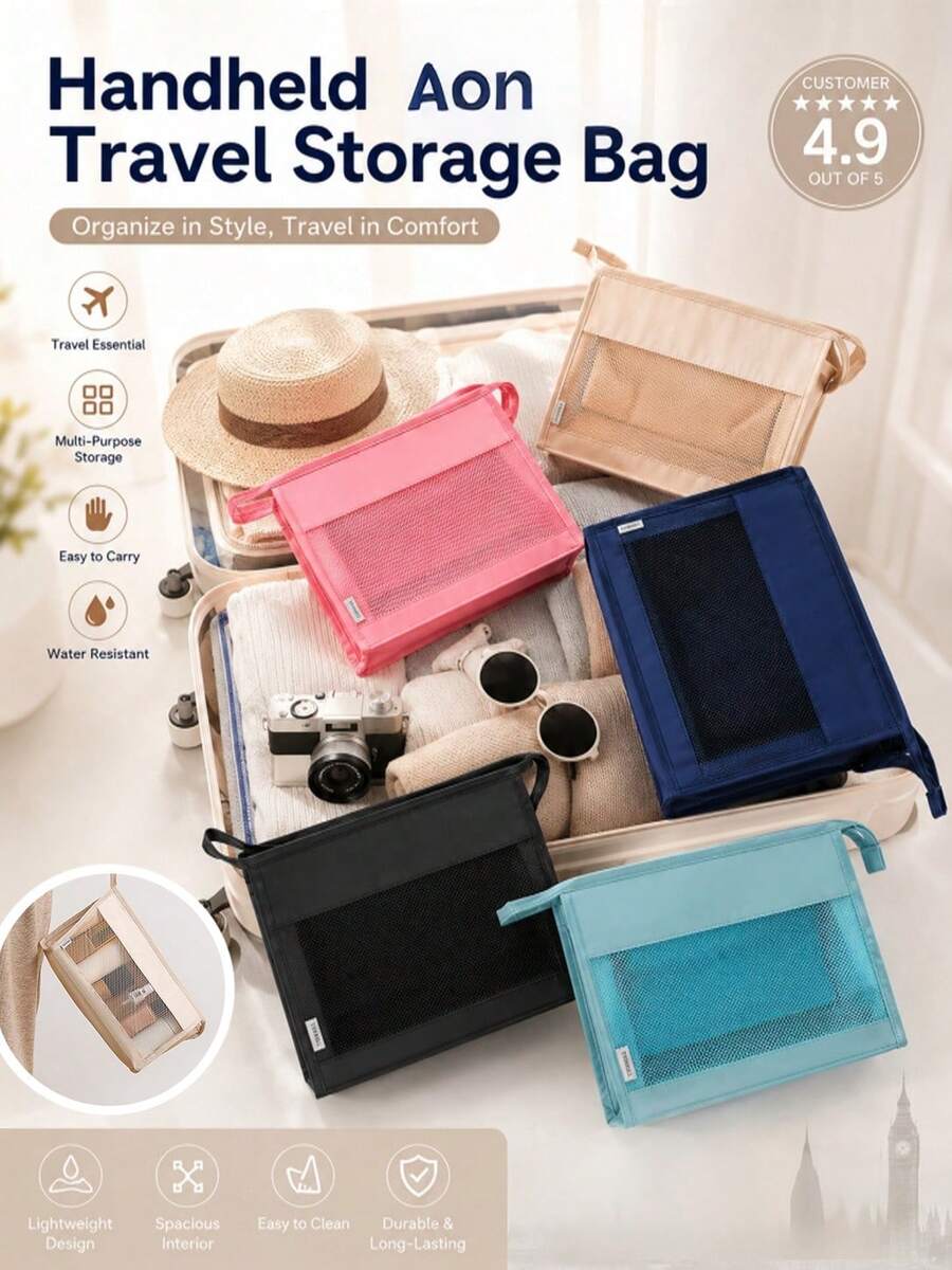 1 túi đựng cầm tay dung tích lớn phong cách Ins, túi đựng mỹ phẩm và đồ vệ sinh cá nhân đa năng, chất liệu lưới chống thấm nước chống mài mòn, phù hợp du lịch, đi làm, dùng tại nhà và nhiều tình huống, túi nữ thời trang đa năng tiện dụng phân loại đồ đạc