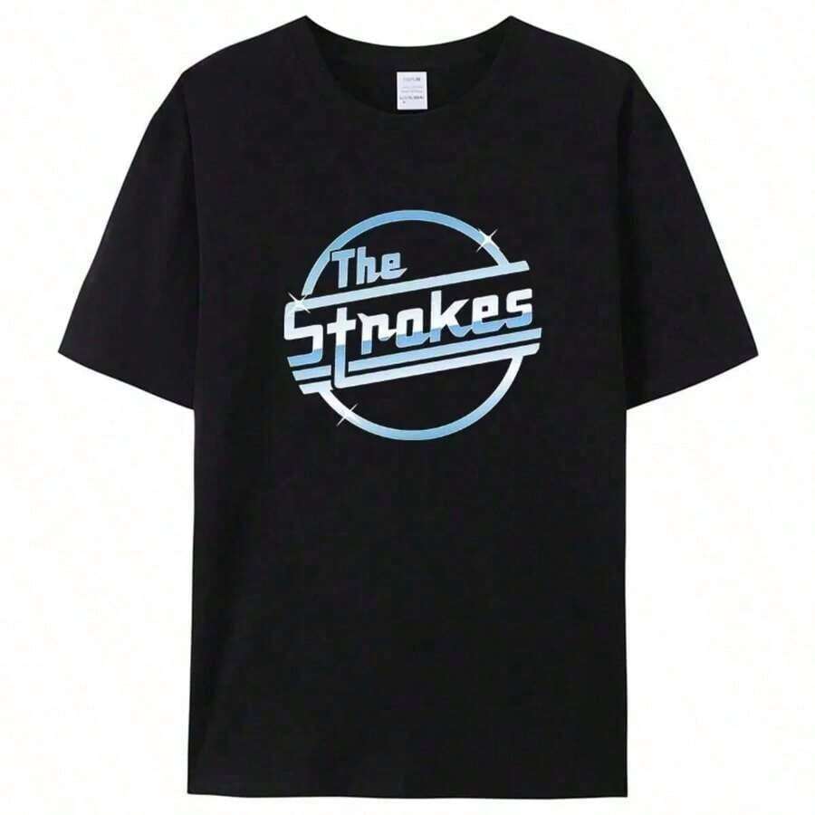 1 Piece Cotton T-Shirt Summer Tops The Strokes K Band Short Sleeve T-Shirt Plus Size Men's Black Top Dropshipping.Jpg 180g 100% Soft Cotton - 白色 - 查看 1