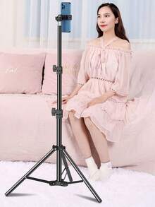 Universal Adjustable Iron Tripod Stand With Phone Holder Clip, Foldable Multifunctional Camera Tripod, With Clip-On Fixing, Triangular Metal Stand, For Smartphones And Cameras - Tripod - View 5