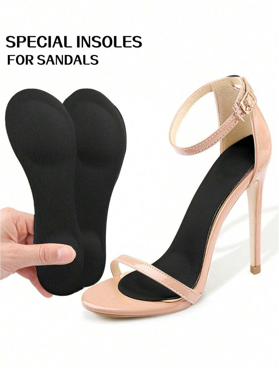 1 Pair Women's Sweat-Absorbent Anti-Slip Trimmable Breathable 3/4 Insole Shoe Pads