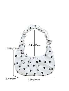 Mini Small Bag Polka Dot Pattern Contrast Color Women's Pleated Handbag Solid Color Cloud Crescent Bag - White - View 2