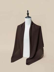 1pc Chiffon Headscarf, Solid Color Casual Scarf, Sunscreen Shawl, 140*140cm, Holiday, Travel Essential - Coffee Brown - View 2