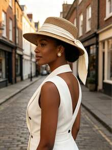 1pc Women's Fashion Summer Beach Sun Protection Straw Hat - Multicolor - View 2
