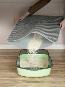 1pc Double Layer Cat Litter Mat, Washable Single Opening Litter Trapping Mat - Grey - View 8