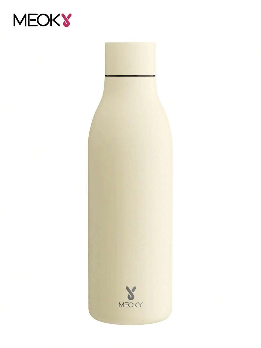 Meoky 17oz/500ml 不鏽鋼運動水壺 – 可樂造型保溫水瓶,橡膠塗層觸感光滑,雙層防漏金屬瓶,保溫保冷,適用於學校、健身房、旅行和運動的重複使用水瓶 - 米色 - 查看 1