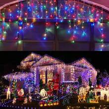 3.5-40M LED Icicle String Lights Christmas Curtain Fairy Lights Garland Remote Outdoor For New Year Wedding Street Holiday Decoration - 歐規C型插(220-240V) - 查看 6