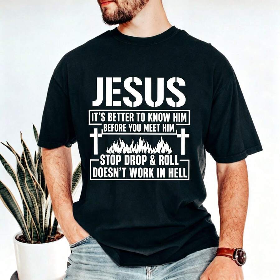 Men's Funny T-Shirt Graphic T-Shirt For Men Funny, In Order To Insult Me T-Shirt. Joke Sarcastic Tee T-Shirt Unisex Soft Comfortable For All Seasons - Know Jesus Before Meet Him - 查看 1