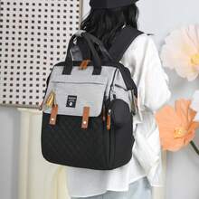 Large Capacity Diaper Bag Backpack, Multifunctional Maternity Bag For Mom, Lightweight Care Backpack For Stroller Walks, Park & Weekend Getaways - Black and White - View 8