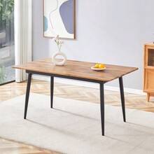 Table de salle à manger rectangulaire 190,5 cm x 150 cm, aspect bois, pieds en métal, table de cuisine pour 6 à 8 personnes, style industriel moderne - Couleur naturelle - Voir 6