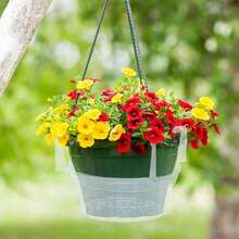 2/6pcs Transparent Round Plastic Hanging Baskets With Drip Tray, 6/8/10/12 Inch Hanging Plant Trays With Built-In Hooks And Water Catching Pans, Space-Saving Design For Indoor/Outdoor Home, Office, Cafe, Balcony - Hanging Flower Pot Tray - View 12