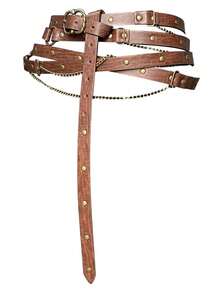 1PC Medieval Faux Leather Chain Belt Vintage Adjustable Thin Belt For Women Retro Skinny Belt For Dresses Halloween Props(Not Include The Sword) - Multicolor - View 8