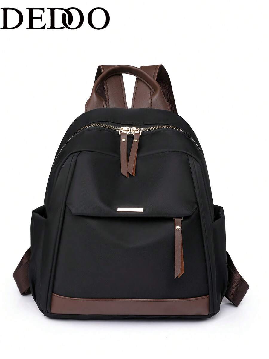 Dedoo Women's Backpack, Minimalist Solid Color, Zipper Multi-Pocket Design, Large Capacity Storage, Campus Commute, Back To School Students (Hand Carry Front/Back Random Shipment)