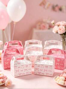 1/6/12pcs Pink Bow Gift Boxes, Bow Theme Birthday Party Decorations, Gift Packaging Boxes, Baby Shower Decorations, Gender Reveal Party Decorations, 1st Birthday Party Favor Boxes, Pink Birthday Decorations, Princess Party Decorations, Wedding Decorations, Bow Decorations, Baby Shower Favors - Multicolor - View 6