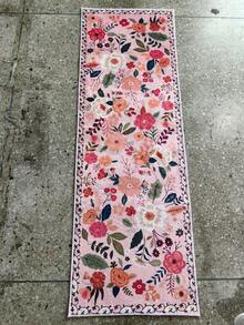 1pc, Washable Non-Slip French Country Pink Floral Print Plush Carpet, Soft Non-Slip Plush Rug, Washable Plant Style Atmosphere Carpet, Suitable For Bedroom, Living Room, Nursery, Dining Room And Other Atmosphere Home Decor, Daily All-Season Style, Carpet, Rug, Carpet Living Room, Kitchen Mat, Carpet For Bedroom, Bathroom Mat, Rug Bedroom, Room Decor, Rugs For Living Room, Kitchen Rug, Hallway Runner, Washable Rug, Boho Rug, - Multicolor - View 12