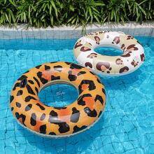Large Adult Inflatable Pool Float With Handles - Leopard Print Shaped Inflatable Swim Ring, Can Be Used As Photo Prop And Party Decoration, Suitable For Pool Party, Lake, Beach, Adult Summer Outdoor Beach Pool Essential - Multicolor - View 5