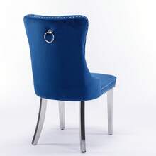 Set Of 2 65 Cm Dining Chairs In Velvet For Kitchen And Dining Room - 藍色 - 查看 5