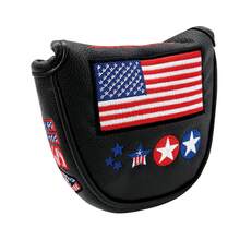 USA Flag Embroidered Golf Putter Headcover, Classic Red White Blue Colorway, Vintage American Style Golf Accessory - Black - View 5