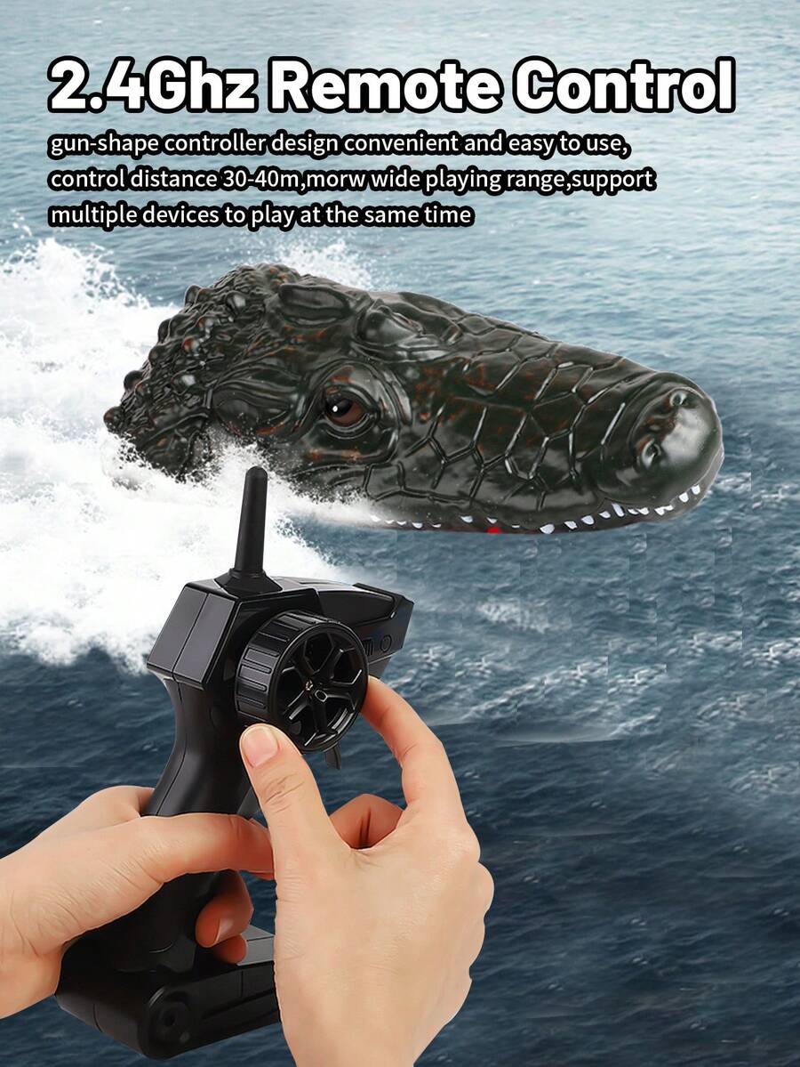 1pc 2.4GHz Remote Control Crocodile Boat, Mini High-Speed RC Boat, 2-In-1 Remote Control Boat Suitable For Lakes And Swimming Pools, Funny Crocodile Boat, 2-In-1 Crocodile Boat Switchable RC Boat, Suitable For Swimming Pools And Lakes, Realistic Crocodile Head RC Boat, Perfect Prank Gift, Waterproof Durable Material, Simulates Real Crocodile Head Speed And Movement, Experience Water Speed And Control, Suitable For Children's RC Boat In Summer - Multicolor - View 1