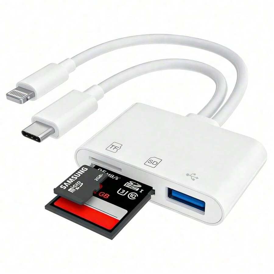 2-In-3 多槽讀卡機,支援 SD 卡、TF 卡、USB 接口、USB C/Lightning 接口,相容於 17/16/15/14/13/12/11 系列、iPad - 查看 1