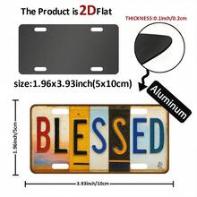 1pc Aluminum Refrigerator Magnet, Designed With Rural Culture Blessing Words, Metal Fridge Magnet Plaque, Kitchen Magnetic Decoration, Inspirational Gift Creative, Vintage Font Style (3.94 X 1.97 Inches) - 1PC - View 5