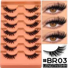 GROINNEYA 7 Pairs Half-Length False Eyelashes, Slender Cat Eye Style, Dense And Pointed, Natural Look, Fine Mink-Like Hair, Fluffy And Soft, Suitable For Daily Wear, Party, Travel Essential, Makeup Tool, Holiday Strip False Eyelashes - View 10