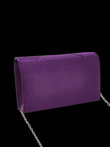 Fashion Satin Trim Evening Clutch Envelope Shoulder Bag, Elegant Bridal Wedding Gift Shoulder Bag, Ball Bag, Comes With Sparkling 3 PiecesRhinestone Jewelry Set, Including Sparkling Rhinestone Pendant Necklace, Earrings And Bracelet, Suitable For Parties, Balls, Evening Events And Gatherings - Purple - View 8