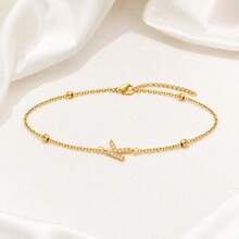 1 buah Gelang Rantai Manik-Manik Huruf Modis dari Baja Tahan Karat untuk Wanita - Yellow Gold - View 3