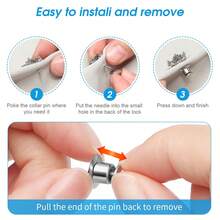 50 piezas de respaldos de pasador con cierre de de metal, diseño de resorte sin herramientas, 0.4 pulgadas para broche/solapa/pin de esmalte, mango antideslizante y antidaño, adecuado para manualidades DIY y distintivos - A - Ver 4