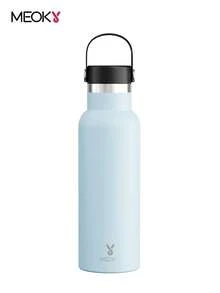 Meoky 17oz/500ml 真空保溫不鏽鋼水壺，附攜帶手把蓋，大容量且易於攜帶，長效保溫保冷，適合學生、辦公室、健身房及戶外旅行 - 藍色 - 查看 1