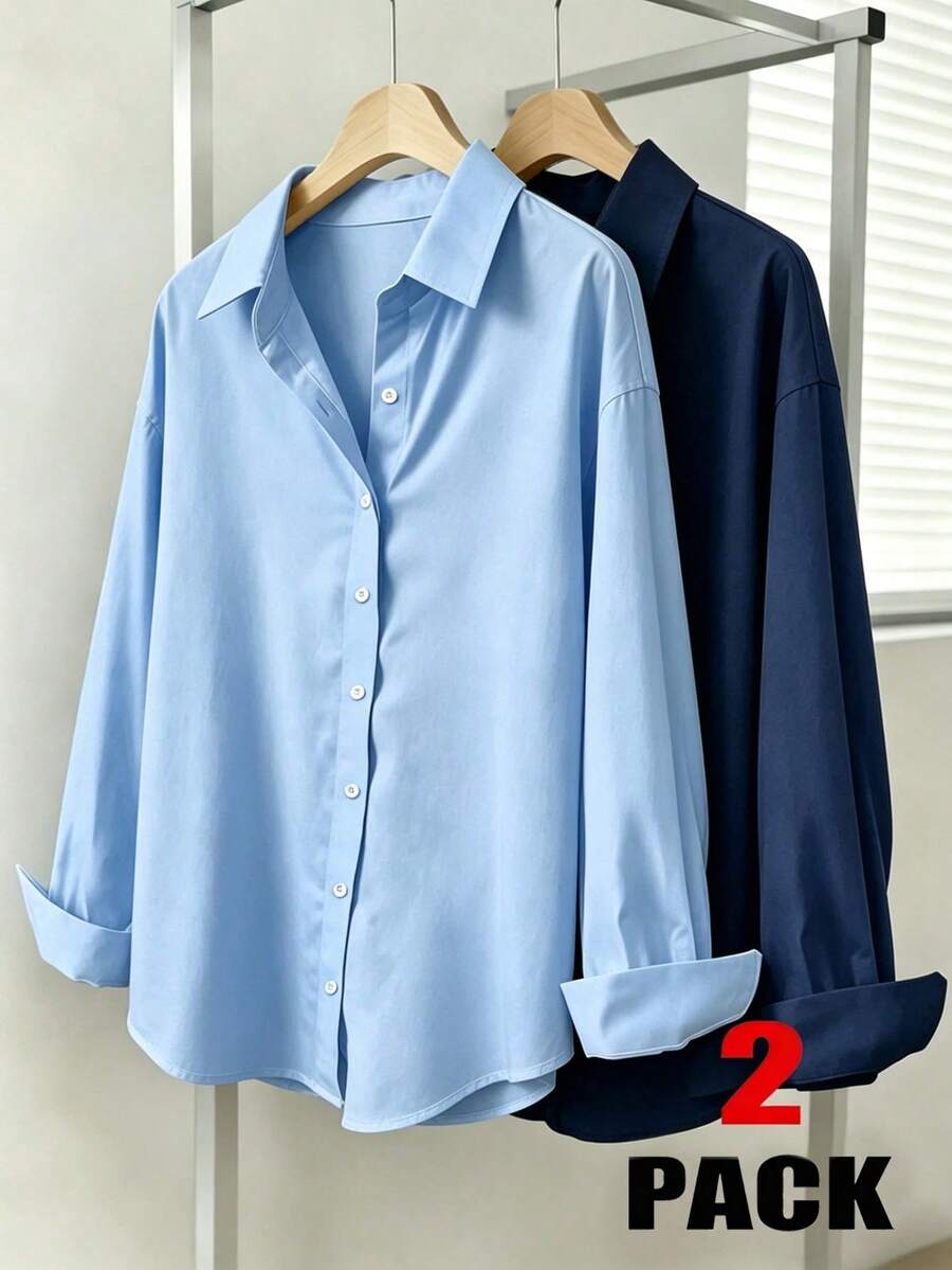 Simple, Solid-Color Women's Everyday Button-Down Shirt - Gold - View 1