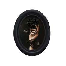 1pc Black Gothic Vintage Oval Photo Frame, Handmade Craft Artwork, Perfect For Home Office And Holiday Decor, Ideal Gift For Collectors, No Drilling Required - 23 - View 6