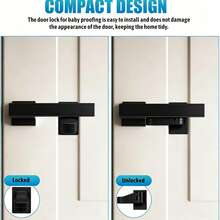 2pcs Drill-Free Safety Door Handle Lock, Protective Door Bar Lock, Strong Adhesive Protective Lock, Suitable For Indoor Doors, Prevent Pets From Opening Doors - Irregular - View 9