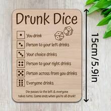 1/2件裝 Drunk Dice 木製遊戲標誌 刻印飲酒遊戲規則板 成人聚會之夜酒吧居家娛樂趣味派對遊戲配件 - 規則牌 - 查看 3