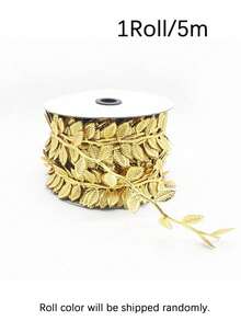 1/5m Gold Leaf Double-Sided Artificial Leaf Ribbon, Gold Artificial Leaf Decorative Trim, Pure Gold Leaf Edging, Suitable For Wreaths, Gift Wrapping, Craft Projects, Weddings And Home Decor - Multicolor - View 13