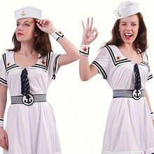 6pcs White Embroidered Sailor Hats, Suitable For Men And Women. Perfect For Theme Parties, Carnivals, Halloween, Cosplay, Costume Parties And More - 6 Embroidered Hats - View 2