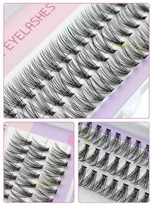 anlinnet 60 Clusters Single-Strand Cat Eye False Eyelashes, D-Curl Cartoon Eye Effect, Criss-Cross Spiky False Eyelash Clusters, 8~15mm Dense DIY False Eyelash Clusters, Eyelashes, Reusable, Suitable For Daily Makeup - Black - View 5