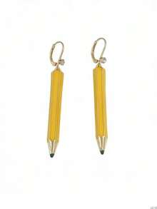 1 Pair Fashion Minimalist Zinc Alloy Pencil Shaped Women's Earrings, Graduation Season, Back To School Season, Teacher Student Holiday Gift, Theme Party, Vacation, Daily Outfit Matching - Pencil Earrings - View 7