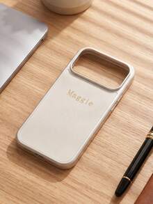 客製化手機殼，適用於 iPhone 17 16 15 14 13 12 11 Pro Max 17 Air 16 15 14 Plus，適用於 S25 S24 S23 S22 S21 Ultra Plus S23 S21 S20 FE A55 A54 A53 A52 A51 A35 A34 A33 A32 A23 A21S A15 A14 A13 A12 A03 5G 4G，INS 韓系奢華 PU 皮革保護殼，個性化首字母姓名 3D DIY 金色刻字手機殼，節日禮物送給愛人、朋友、家人或自己 - 白色 - 查看 3