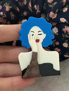 1pc Handmade Patchwork Acrylic Brooch, Fashionable Personalized Dopamine Colorful Women's Brooch, Bag & Clothing Accessory Pin - A - View 9