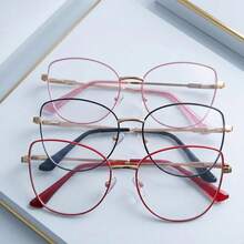 Women's Cat Eye Minimalist Fashion Plain Lens Glasses, Student Decorative Glasses, Suitable For Outfits, Can Be Used For Reading, Playing With Phone, Computer, Perfect As A Gift - Multicolor - View 3