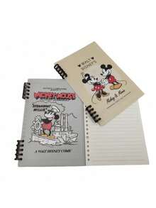 Disney New 1/4 Piece, Disney Cartoon Pattern Sewing Notebook, Donald Duck Mickey Mouse A5 Spiral Notebook, Matte Surface With Iconic Characters And Eye-Catching Phrases, Reading And Writing Notebook, Perfect For Men And Women's Daily Planning And Homework Journal (DIY Assembly)_Some Colors May Be Random - Rectangle - View 5