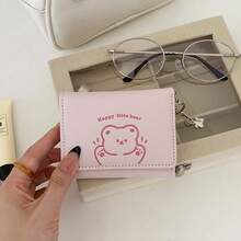 Bear Keychain INS Korean Style Minimalist Fashion Women's Trifold Wallet Card Holder Student Large Capacity - Multicolor - View 7