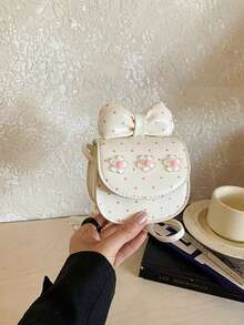 Sweet Polka Dot Bow Mini Bag, 3D Floral Girl Crossbody Bag, Macaron Multi-Color Small Purse - Multicolor - View 11