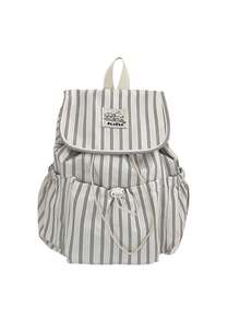 1pc Striped Pattern Drawstring Flap Backpack, Lightweight Casual Backpack, Multi-Pocket Student Backpack, Fashion Accessory For Girls/Teens/Students For Commuting, School, Beach, Travel, Daily Use - Multicolor - View 16