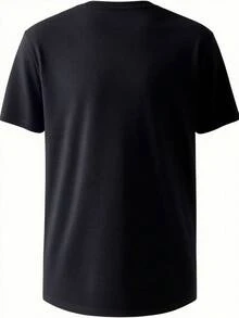 Camiseta Antiarrugas y Transpirable para Hombre con Estampado Sencillo| Cuello Redondo, Manga Corta| Verano - Negro - Ver 2