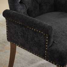 69 Cm Dining Chairs In Chenille For Kitchen And Dining Room - 深灰色 - 查看 11