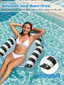 Striped Inflatable Pool Float Chair, Breathable Mesh Water Hammock Lounge, With Support Air Cushion, Ergonomic Adult Pool Float, Suitable For Summer Pool Party, Beach, Lake Sunbathing - 彩色 - 查看 4