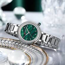 Jam Tangan Wanita CURREN, Jam Tangan Wanita Modis, Elegan, Dial Quartz, Tahan Air, Gelang Bercahaya dengan Rhinestone dan Tali Stainless Steel - MultiWarna - View 11
