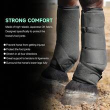 HISEA Pair Of Neoprene Horse Leg Wraps, Equestrian Protective Gear, 2 Packs Black Horse Leg Guards - Multicolor - View 2