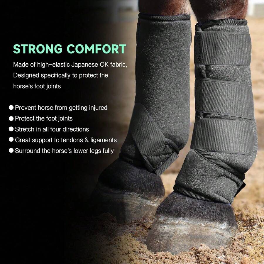 HISEA Pair Of Neoprene Horse Leg Wraps, Equestrian Protective Gear, 2 Packs Black Horse Leg Guards